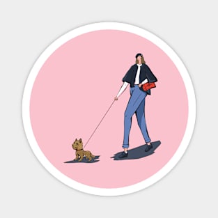 Girl and Dog Walking Magnet